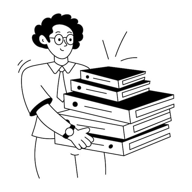 Persona que tiene archivos de oficina ilustración de glifo