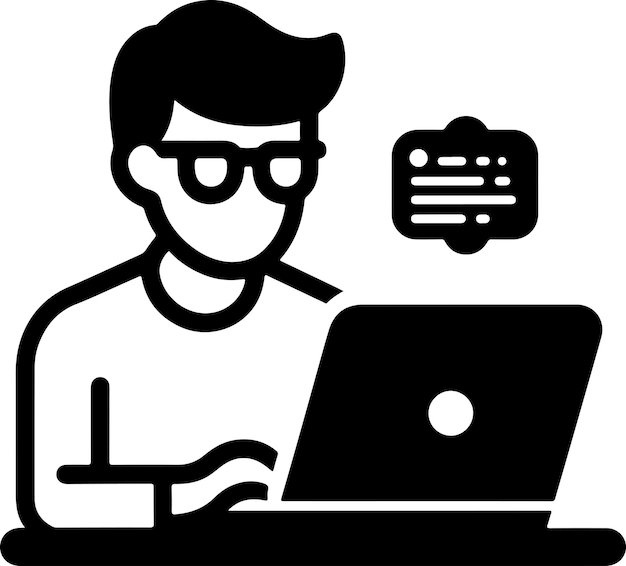 Una persona que trabaja en una ilustración de arte vectorial por computadora silueta de color negro 4
