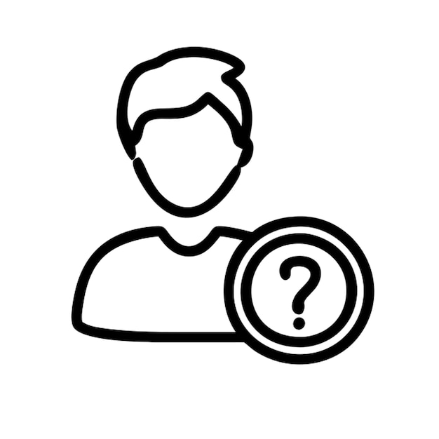 persona con un signo de interrogación en el contorno del icono de su pecho