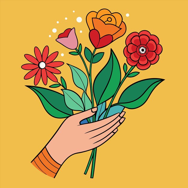 una persona sosteniendo un ramo de flores que dice "flores"