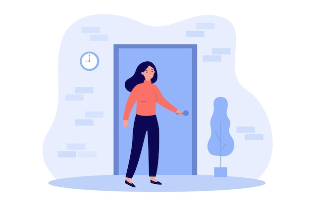 Persona sujetando la manija y abriendo la puerta del apartamento