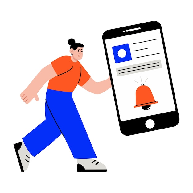 Persona con un teléfono móvil con una notificación