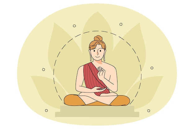 Persona tranquila en posición de loto en buddha purnima