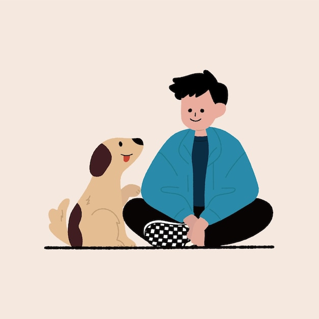 Persona vectora y mascota