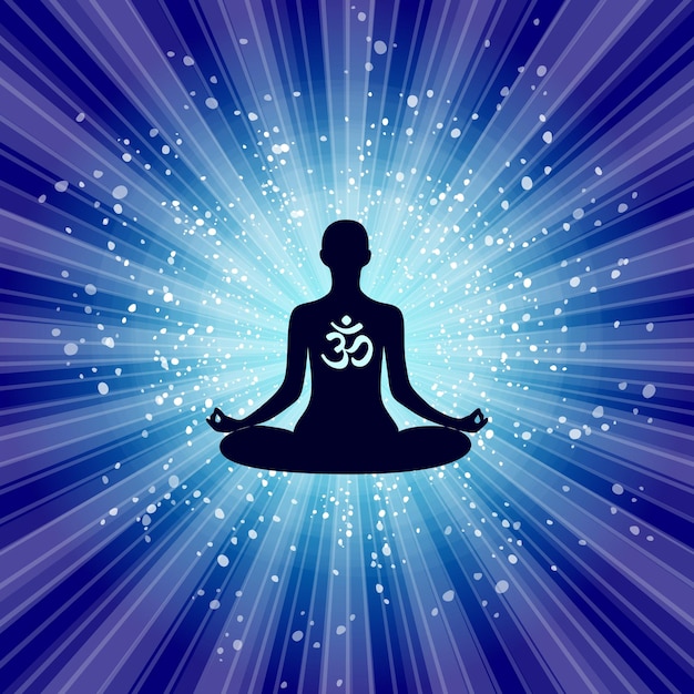 Vector persona de yoga relajándose en la postura del loto meditación banner web del día internacional del yoga posición de yoga en una