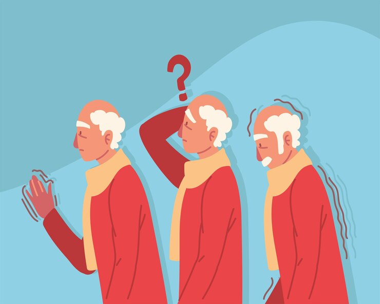 Vector personaje del abuelo con temblores parkinson