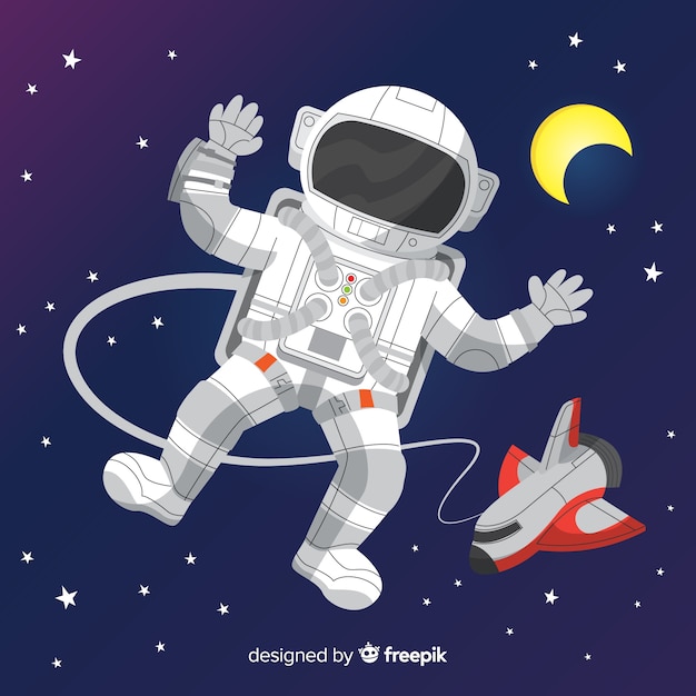 Personaje adorable de astronauta dibujado a mano