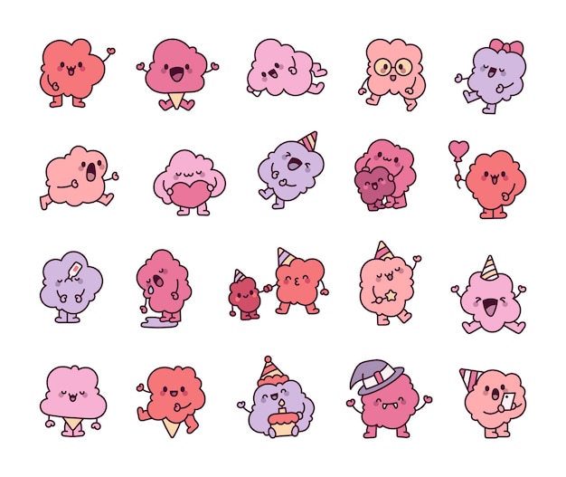 El personaje de algodón caramelo sonriente