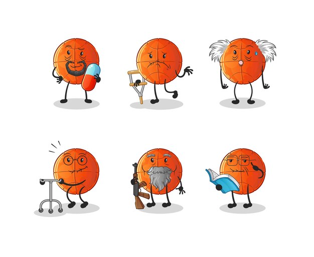 personaje de ancianos de baloncesto. vector de mascota de dibujos animados