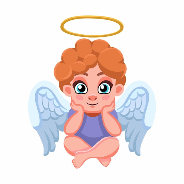 El personaje del ángel de dibujos animados Amor Cupido Un lindo Cupido se sienta