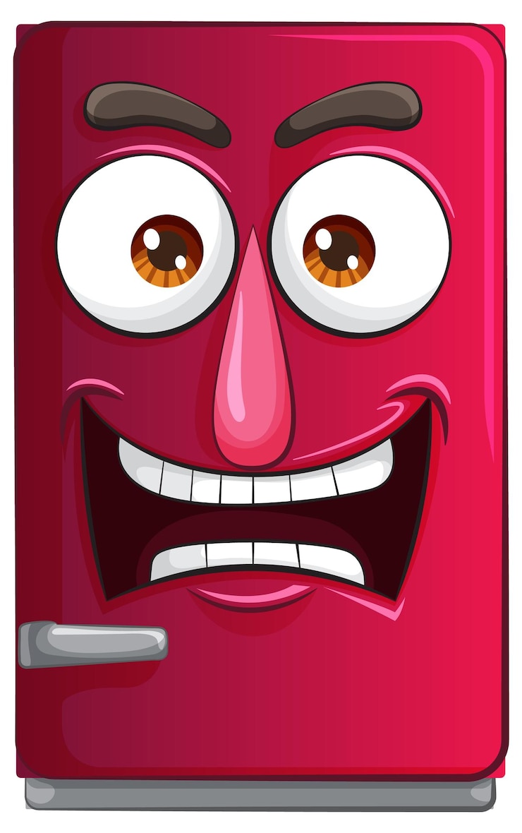 Vector personaje animado de refrigerador enojado