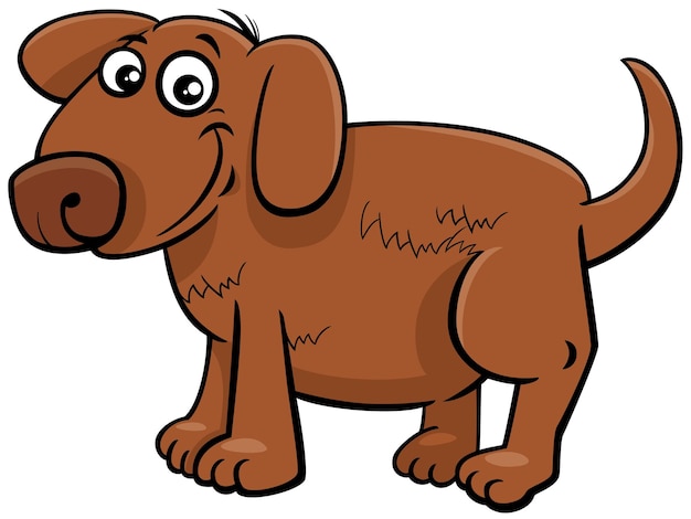 Personaje animal cómico de cachorro marrón de dibujos animados