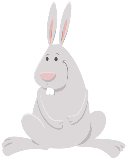 Personaje animal cómico de conejo blanco feliz de dibujos animados