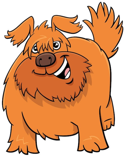 Personaje animal cómico de perro lanudo de dibujos animados