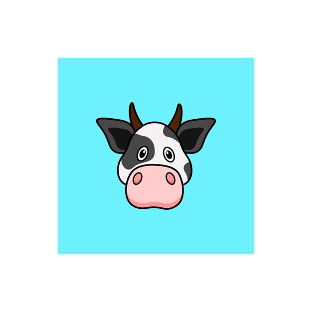 Un personaje animal de ilustración de icono de vector de dibujos animados de vaca