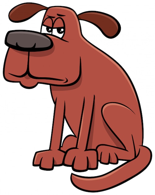 Vector personaje animal de perro infeliz de dibujos animados