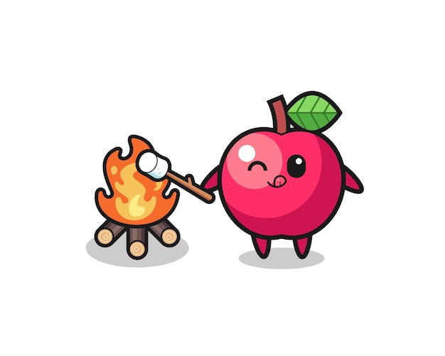 El personaje de apple está quemando malvavisco