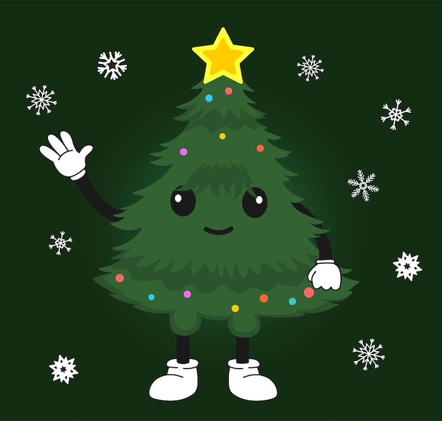 El personaje del árbol de Navidad es lindo al estilo kawaii.