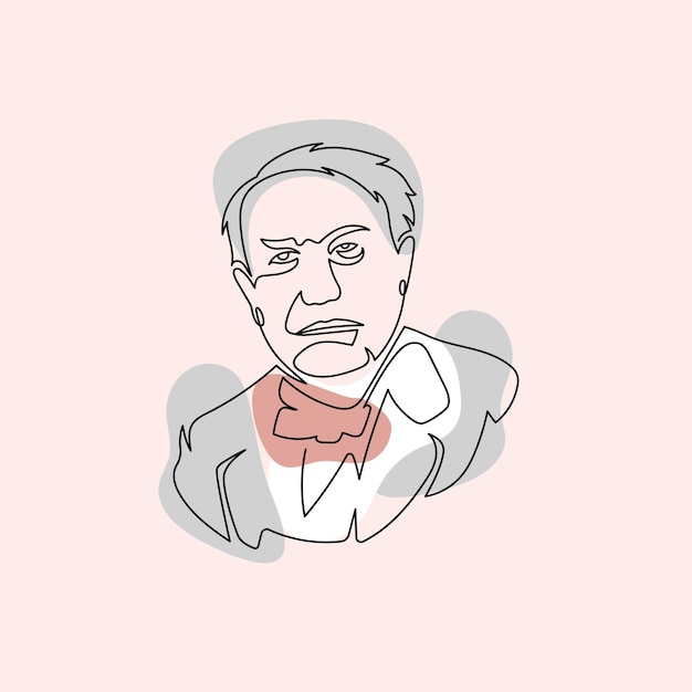 Personaje de arte de línea de Thomas Edison