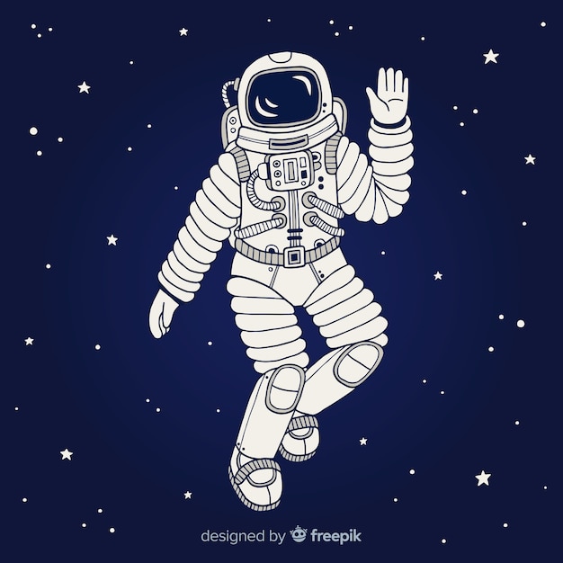 Personaje de astronauta moderno dibujado a mano