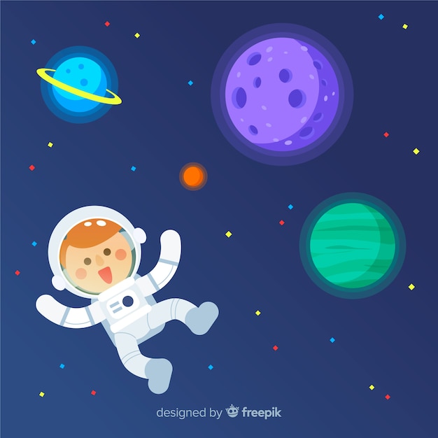 Personaje de astronauta moderno con diseño plano