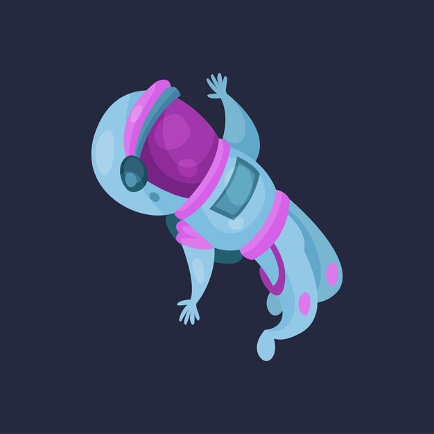 Personaje de astronauta trabajando en vector de dibujos animados de espacio ilustración sobre un fondo azul oscuro