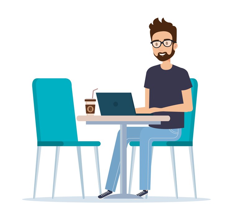 Vector personaje de avatar de hombre joven en el lugar de trabajo