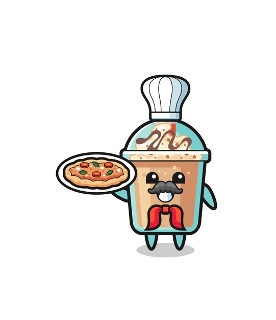 Personaje de batido como mascota del chef italiano