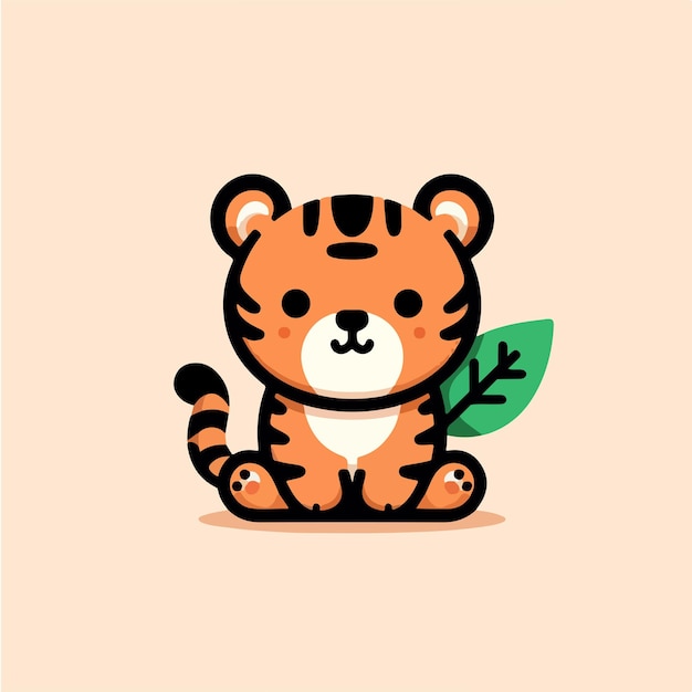 Personaje de bebé tigre con estilo de diseño plano