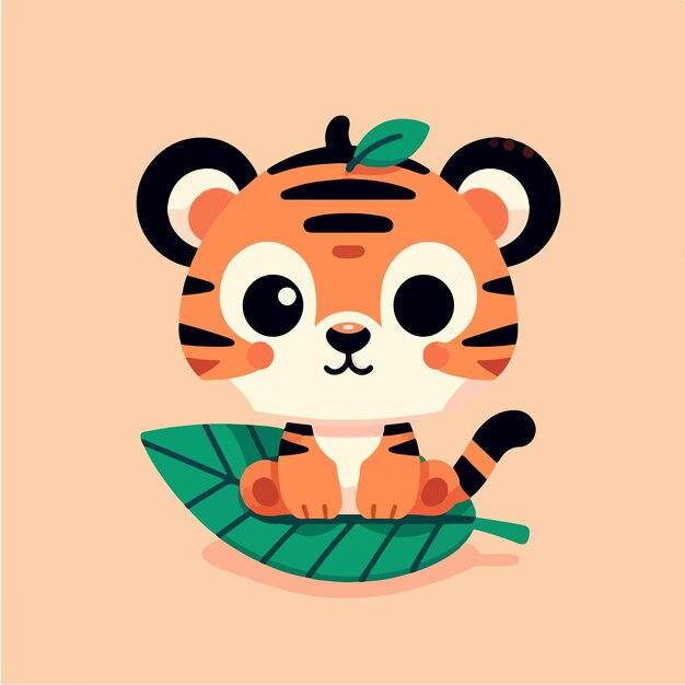 Personaje de bebé tigre con estilo de diseño plano