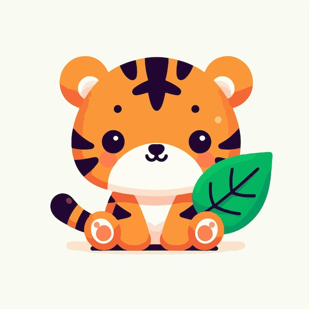 Personaje de bebé tigre con estilo de diseño plano