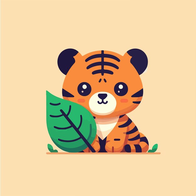 Personaje de bebé tigre con estilo de diseño plano