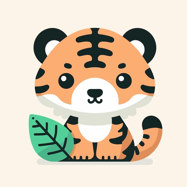 Personaje de bebé tigre con estilo de diseño plano