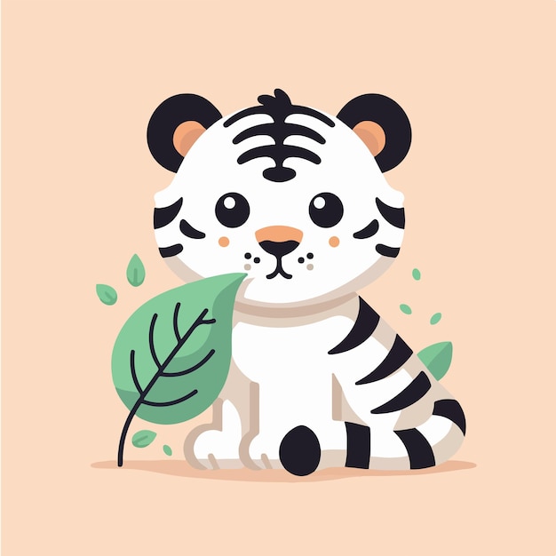 Personaje de bebé tigre con estilo de diseño plano