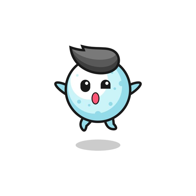 El personaje de la bola de nieve está saltando un lindo diseño de gesto
