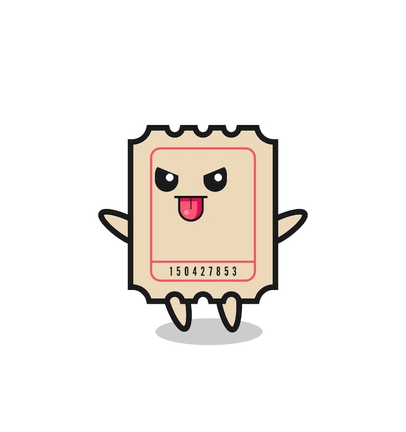 Personaje de boleto travieso en pose burlona, diseño de estilo lindo para camiseta, pegatina, elemento de logotipo