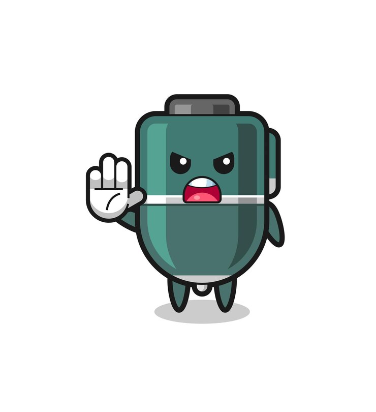 Vector personaje de bolígrafo haciendo gesto de parada