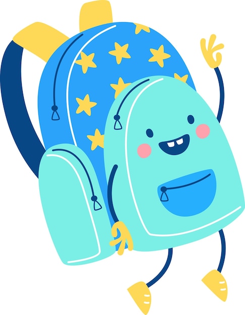 Vector personaje de bolso escolar