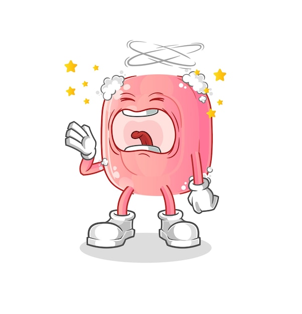 personaje de bostezo de jabón. vector de mascota de dibujos animados