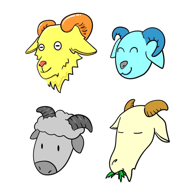 Personaje de cabeza de cabra de dibujos animados