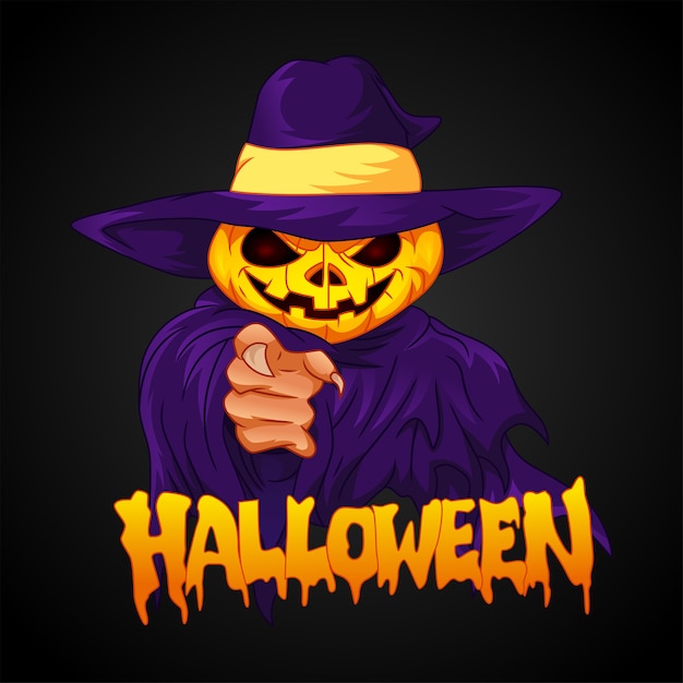 Personaje de cabeza de calabaza de Halloween