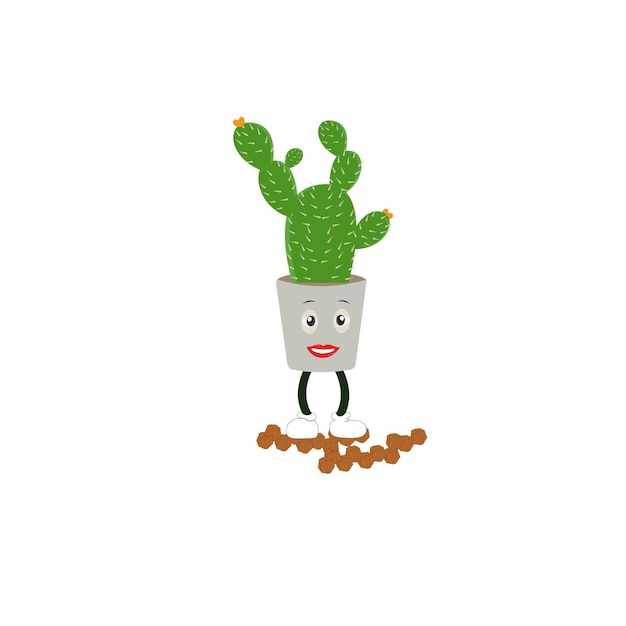 Personaje de cactus Ilustración vectorial Adhesivo de color vectorial para adolescentes con un personaje de dibujos animados divertido