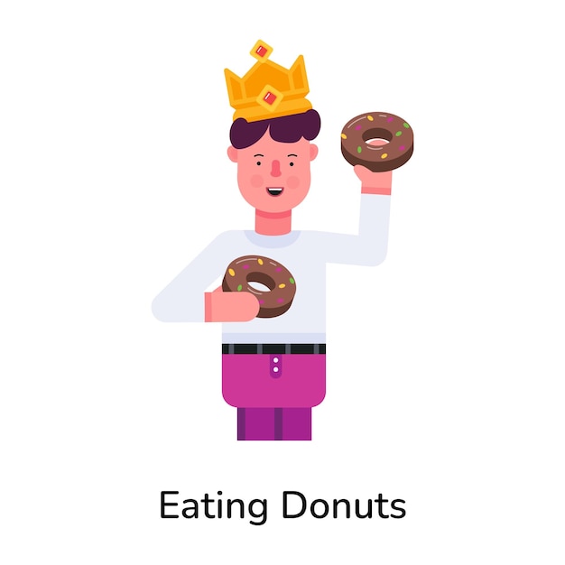 El personaje del carnaval comiendo rosquillas icono plano