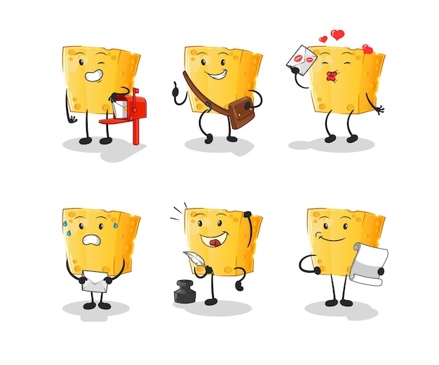 personaje de cartero de queso. vector de mascota de dibujos animados