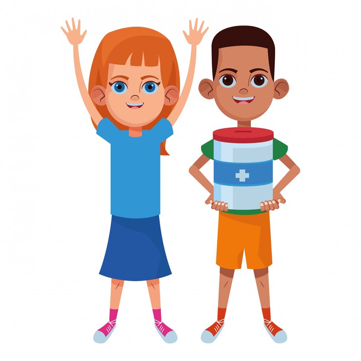 Vector personaje de cartón de avatar de niños pequeños