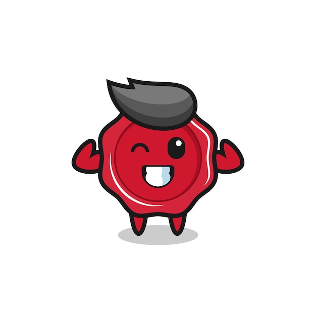 El personaje de cera de sellado muscular está posando mostrando sus músculos, diseño de estilo lindo para camiseta, pegatina, elemento de logotipo