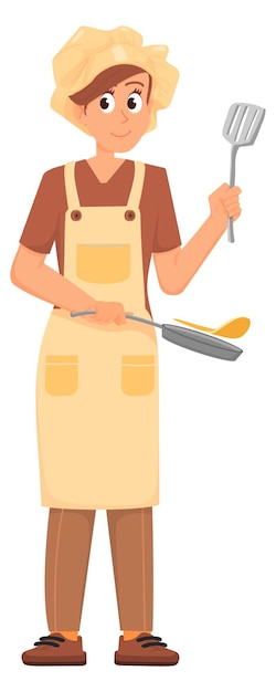 Personaje de chef femenino en sombrero de cocinero Trabajador de cocina profesional aislado sobre fondo blanco
