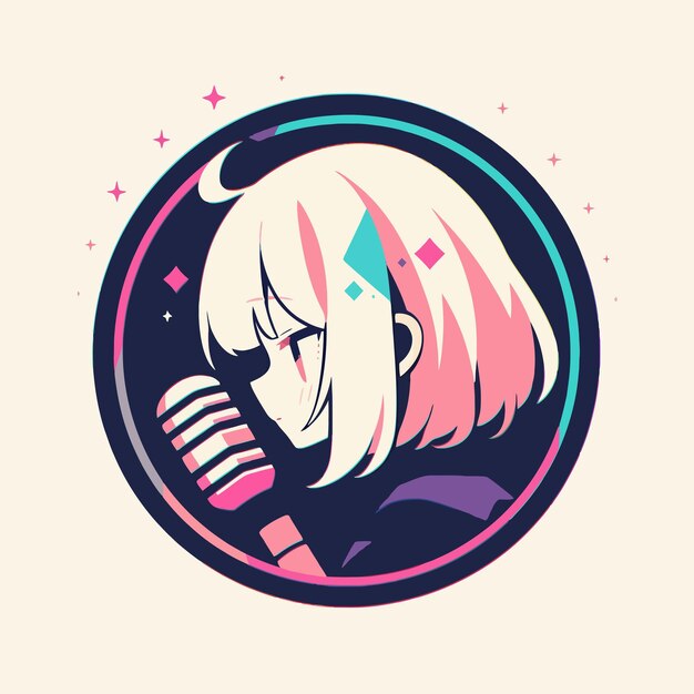 Vector personaje de chica cantante