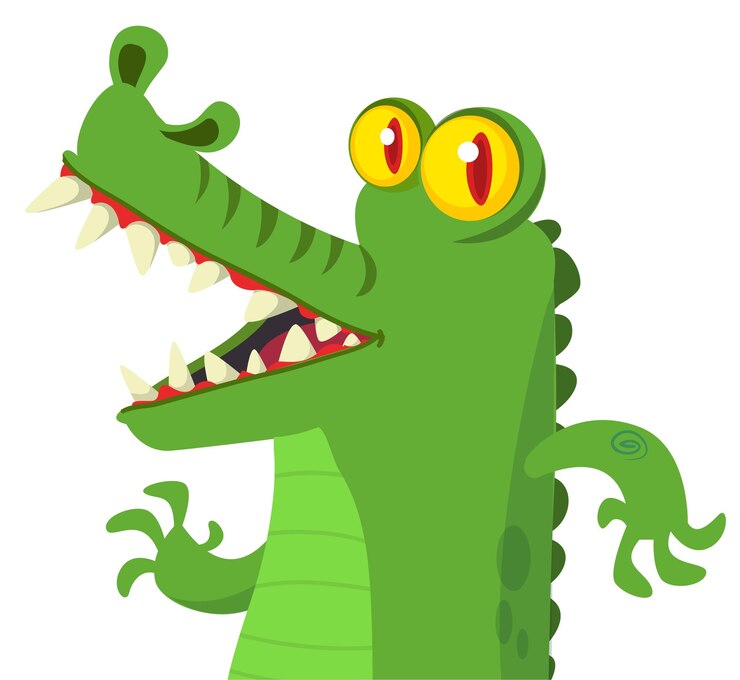 Vector personaje de cocodrilo de dibujos animados ilustración vectorial aislado en blanco