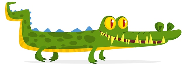 Personaje de cocodrilo de dibujos animados Ilustración vectorial aislado en blanco